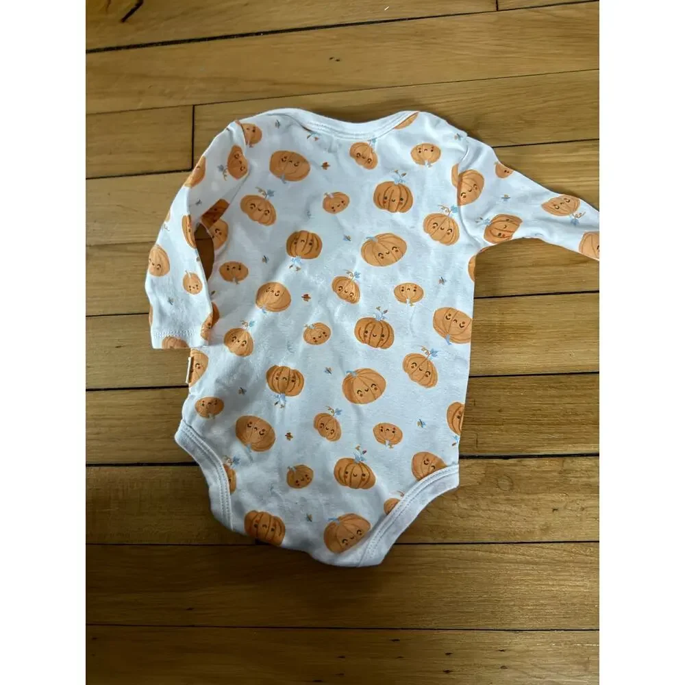 Rabbit + Bear pumpkin‎ long sleeve onesie